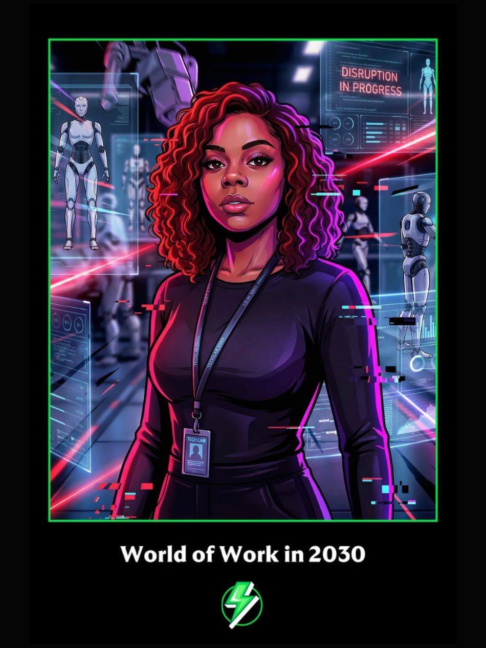 AI-generated World of Work in 2030 portrait created at the Lloyds activation
